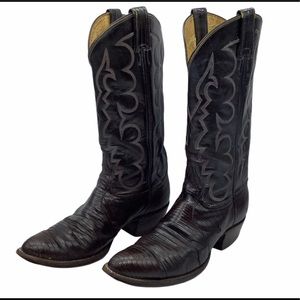 Tony Lama Exotic Teju Lizard Leather Western Cowboy Boots Men 8 Brown Style 8012